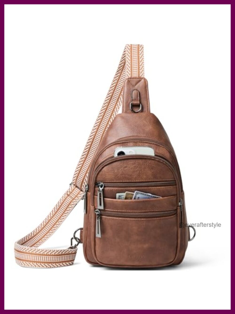 Vegan Leather Sling Bag Crossbody Fanny Pack Shoulder Bag Travel Purse